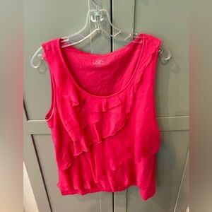 LOFT Women's Pink Ruffle Top, Size L